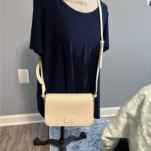 Kate Spade Ivory Leather Crossbody Bag Minimalist Neutral